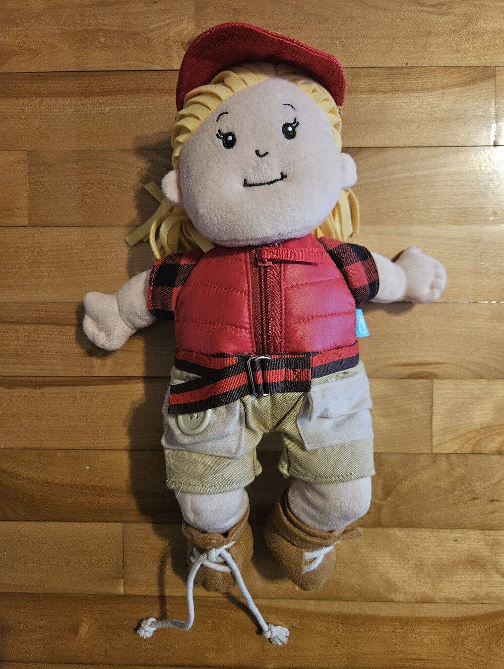 Manhattan Toys Baby Stella Zip Buckle Tie Button Velcro Red Jacket Learning Doll